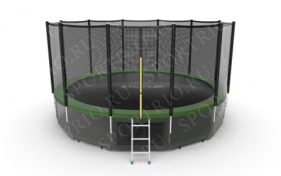 Батут EVO JUMP с внешней сеткой и лестницей, диаметр 16ft (зеленый) + нижняя сеть